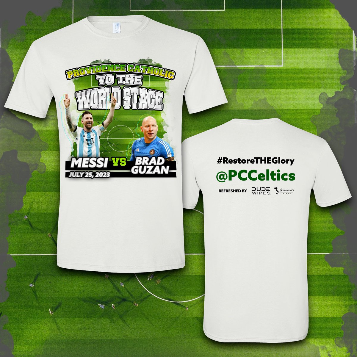 PCCeltics's tweet photo. Limited edition #Messi vs #Guzan t-shirts will be handed out to the first 200 people at Tuesday’s - July 25 - watch party at @PCHS_Celtics in New Lenox.
Award-winning designer Shannon Conway of https://t.co/lRY9aw5JLQ created the shirt featuring the duo, who last faced off in 2016.
https://t.co/i5agEOZlYR, a #Chicago leader in customized apparel for community, corporate and school events, is delivering the special merchandise.
Less than 20 seats remain available for Tuesday’s event, which you also can win two (2) tickets to see Messi play in #Chicago this October.
Tuesday’s free ticket link:
https://t.co/yGHuBLh8vs
#RestoreTHEGlory @Marathon80 @Shanconart
