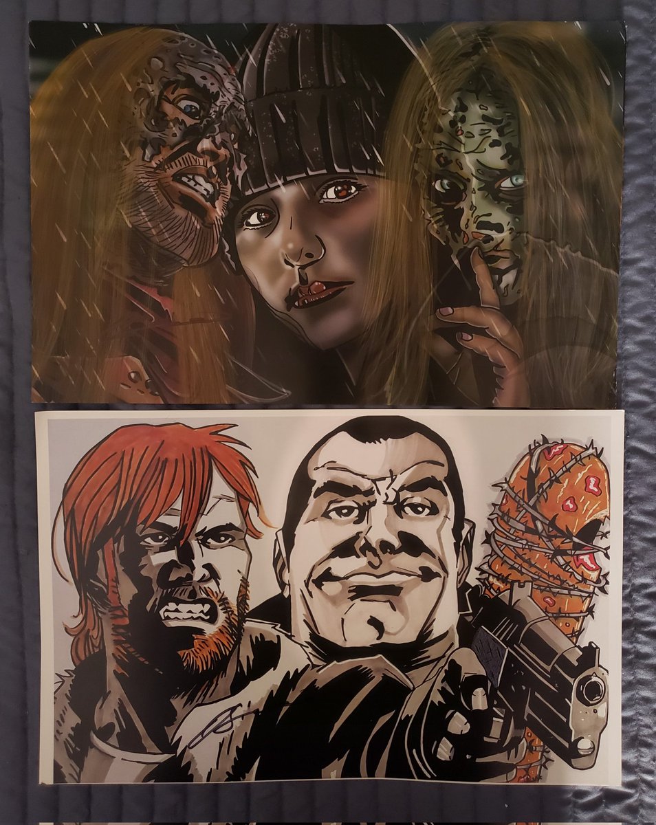 Ok let's keep my #DeadCityGiveaway 🗽going with your chance to win these two amazing artwork pieces by <a href="/O_RodriguezIII/">Oscar Rodriguez III Artist #OscarsRedHat</a> 
To be eligible to win, just comment with your favorite #TWD character below. Ends at 7pm EST tonight 💜💜💜