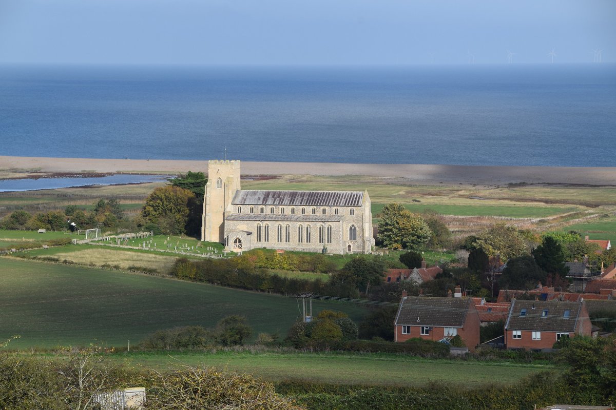 Salthouse, Norfolk.
norfolkchurches.co.uk/salthouse/salt…

'When we walked up the hill above Salthouse
and saw, looking down where we’d been

ourselves on the beach waving back –
we were here and there and no-place

coming and going at once, perceiving
the speckled clouds as sleeping seals,