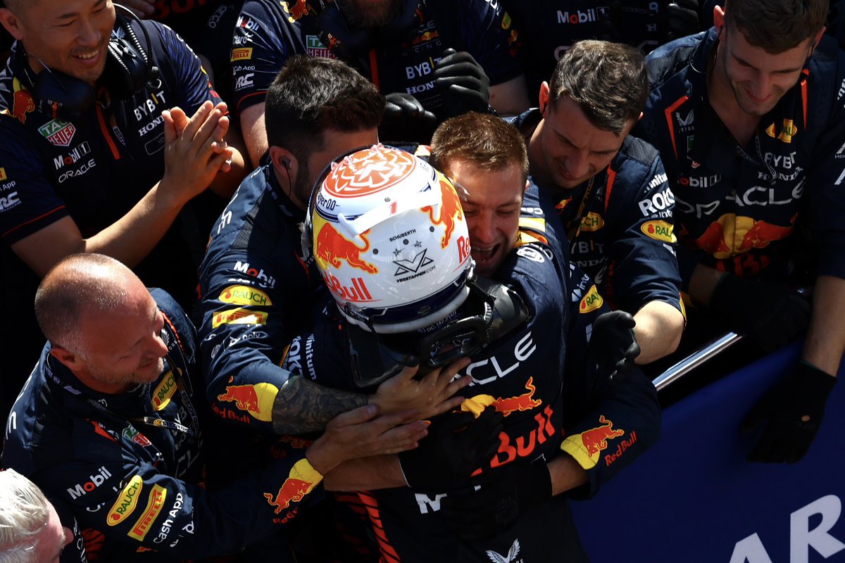 Max33Verstappen's tweet photo. YES BOYS! 💪

Another amazing achievement for the team @redbullracing 🏆 Thank you to everyone for your continuous hard work 👊 Today was a perfect day 🙌

Thank you Hungary for your support all weekend 🇭🇺

#HungarianGP https://t.co/oTLVK3b4Ev
