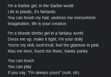 angelriveromkt's tweet photo. La canción hacía alusión a la sexualización con frases como "puedes peinar mi cabello, desvestirme donde quieras", simbolizando la utilidad que los hombres les daban a ese tipo de mujeres al tratarlas como muñecas tontas y a su antojo solo por interés. Eso significa "bimbo girl". https://t.co/6X9vACr31i