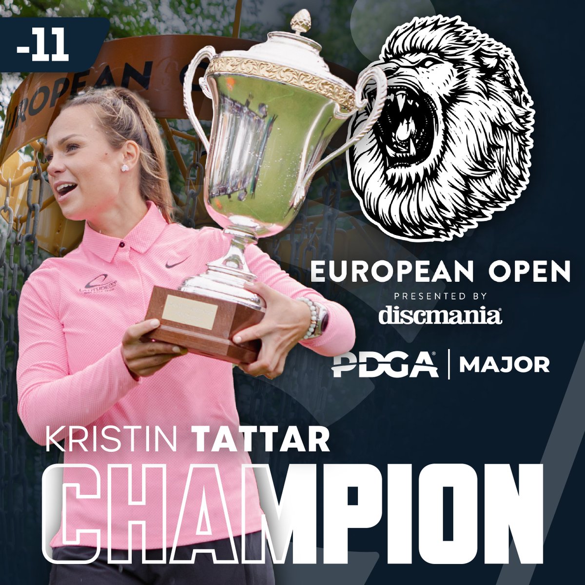 DiscGolfProTour's tweet photo. Kristin Tattar picks up her first European Open win at the 2023 European Open presented by @DiscmaniaDiscs 🏆 https://t.co/N8qqe1eDhG