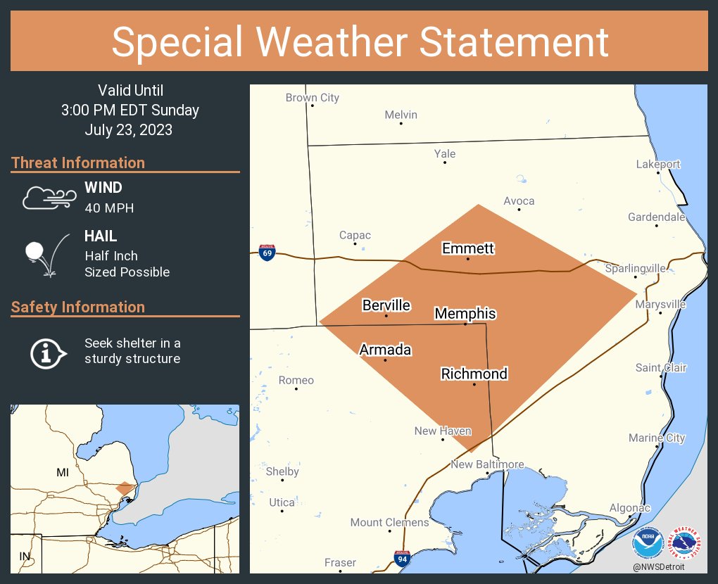 NWS Detroit on Twitter "A special weather statement has been issued