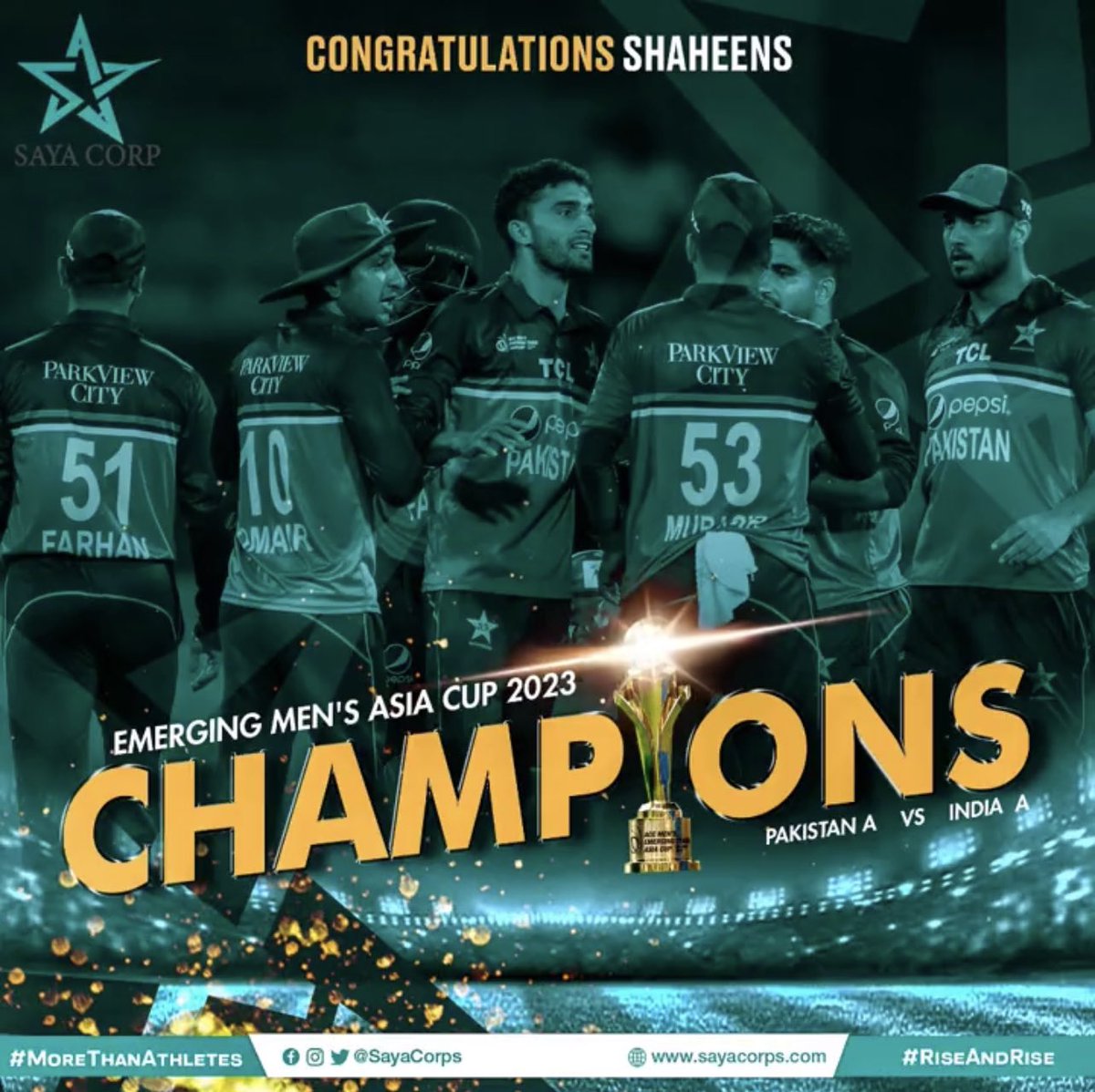 Bringing your top game in an all important final is what makes you a superstar and each of our emerging players is the real star. Kamaal kar diya larkon, continue the winning habit! 🏆🇵🇰 💚