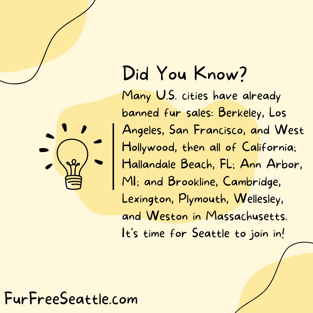 furfreeseattle's tweet photo. @komonews Seattle would be even better if it joined other cities in banning the sale of new animal fur! https://t.co/kZFuXaWJen