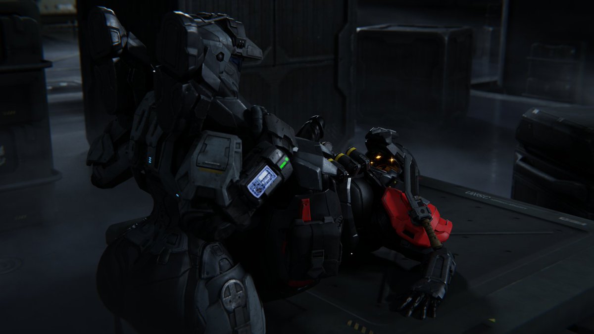FreyaT069's tweet photo. There is a reason why @SpartanG110 and Freya are no longer getting assigned on guard duty as a team.

That is not stopping them from joining each other while guarding the cargo bay though.

[ Awesome commission done by @/397NSFW ] https://t.co/7mvDEBDtXp