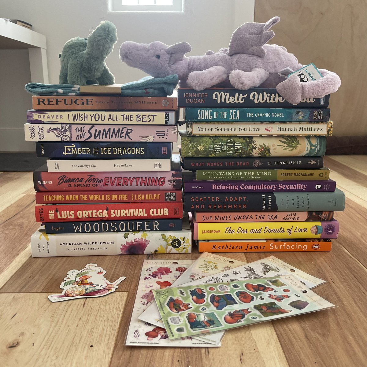 What happens when two booksellers go on a (six day) road trip. (Not including the ~20 books we packed, just the ones we acquired along the way.) Featuring: @MoonPalaceBooks, @RedBalloonBooks, @SecondStarBooks, @TridentBooks, & @boulderbooks.