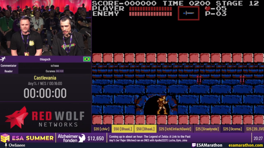 SpeedGamingPT's tweet photo. Acompanhe AGORA o brasileiro thiagoch, apresentando o Castlevania na #ESASummer23!

➡️https://t.co/bl5Wteqgc7 https://t.co/99IJMAsezm