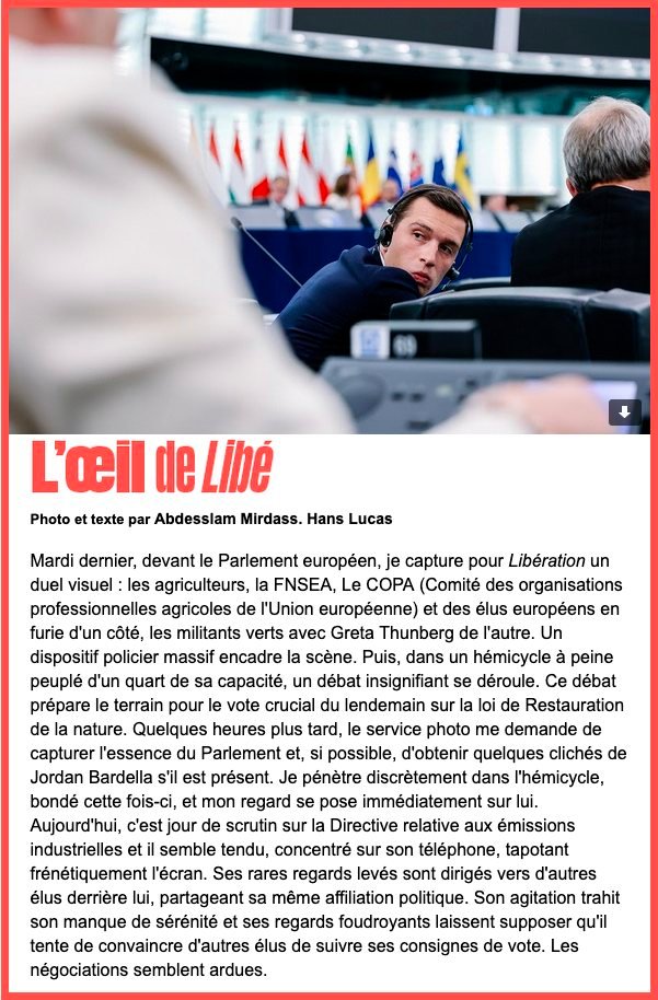 📸📝Très content de voir ma photo et mon texte publiés dans la rubrique L'Oeil de <a href="/libe/">Libération</a> ! 
_
#photojournalism #photography 
<a href="/StudioHansLucas/">Studio Hans Lucas</a>