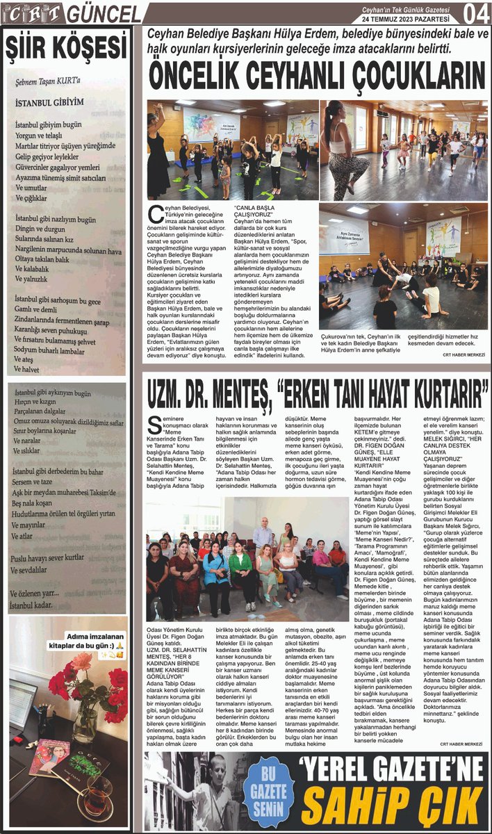 CRTNEWS's tweet photo. 24 TEMMUZ 2023 PAZARTESİ
CRT HABER GAZETESİ 4-5-6.Sayfa https://t.co/RZYwpd52KD