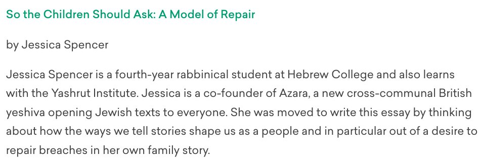 Excited to announce that I won the Whizin Prize for writing on Jewish ethics! You can read it here: reconstructingjudaism.org/center-jewish-…

And congrats to my co-winner <a href="/StvenGoldstein/">Steven Goldstein</a>, who's written a really interesting history of Jewish advocacy for reparations.