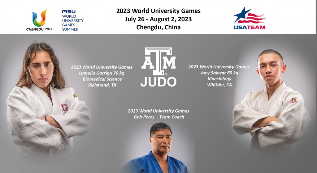 TexasAggieJudo's tweet image. Aggies on the way to the 2023 World University Games in Chengdu, China.  Good luck Joey and Bella and to Coach Perez.  They are part of
 the 300+ USA Delegation.

@TAMUDSA @TAMU @USAUniTeam @USAJudo @battsports @kbtxsports