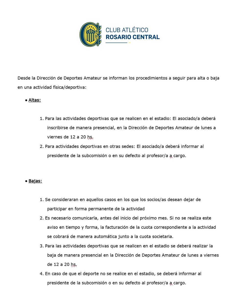 CARCdeportes's tweet photo. 🇺🇦ℹ️Información sobre los procedimientos a seguir para alta o baja en una actividad física/deportiva.

#VamosCanalla💪🏻🇺🇦 https://t.co/PIokGFg04d