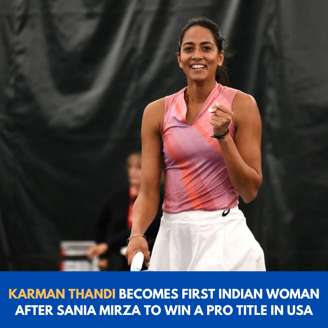 IndTennisDaily's tweet photo. KARMAN WINS W60 EVANSVILLE, SEALS US OPEN QUALIES SPOT!

Karman defeated World No. 294 Yulia Starodubtsewa 7-5 4-6 6-1 to win the ITF W60 Evansville title. With this win, Karman moves into the top-210 of the WTA rankings and seals the US Open qualifying spot. https://t.co/upvvV3fdmc