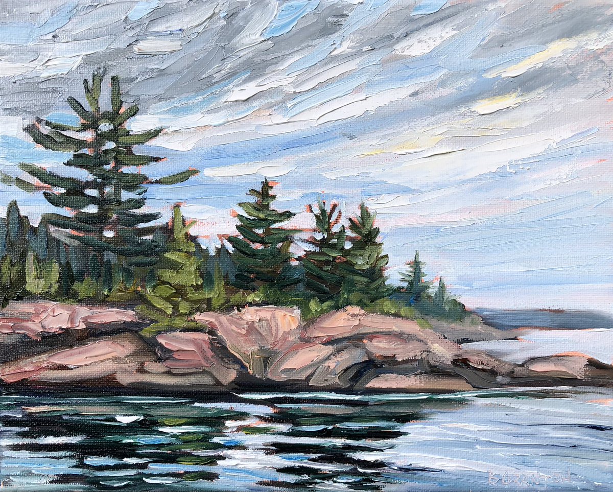 Continuing with the Rugged Shore Trail theme…Rugged Shore 8x10” oil #art #ParrySound