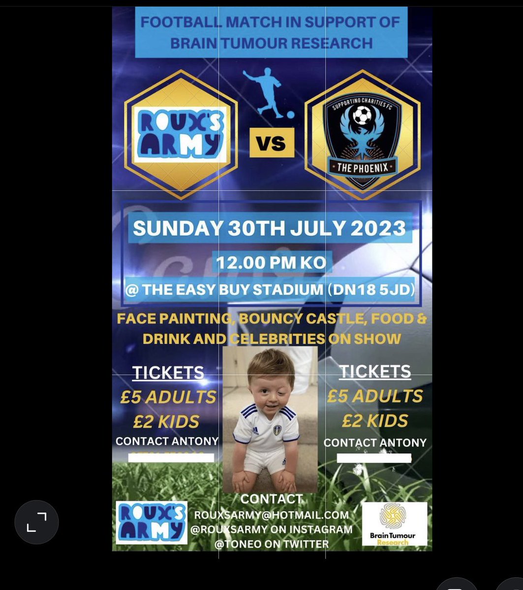 One week and counting… ⏳⏳
Can not wait for this… anyone wanting tickets get in touch… 💷🍻⚽️🫶🏻💙

@supportSCFC <a href="/braintumourrsch/">Brain Tumour Research</a>  @BartonTownOB <a href="/toneo/">Antony Owen</a> 

#Rouxsarmy