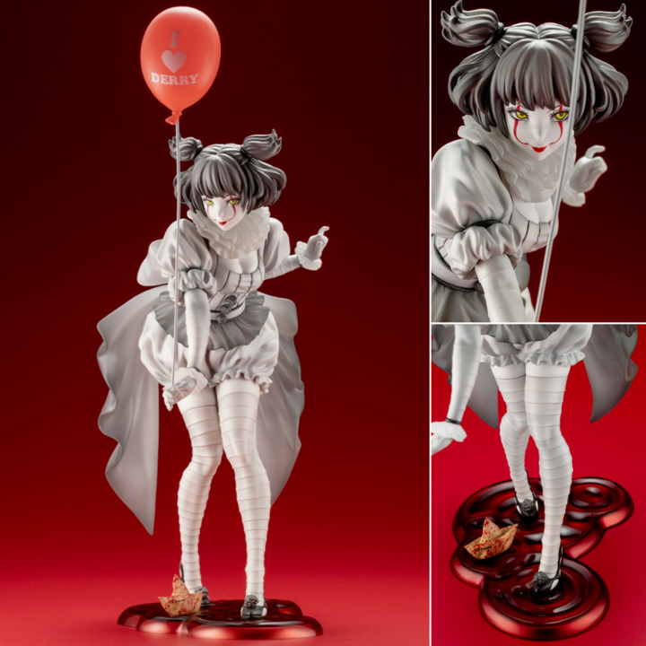 Kotobukiya's 'Bishoujo' Pennywise from 'It' returns in a creepy monochrome version! Detailed and unsettling, she poses on a blood-stained base while holding a 'I Love Derry' balloon. Get her and you'll float too!

🎈 Preorders Ending Soon 🎈
shop.hlj.com/3PZzXtl