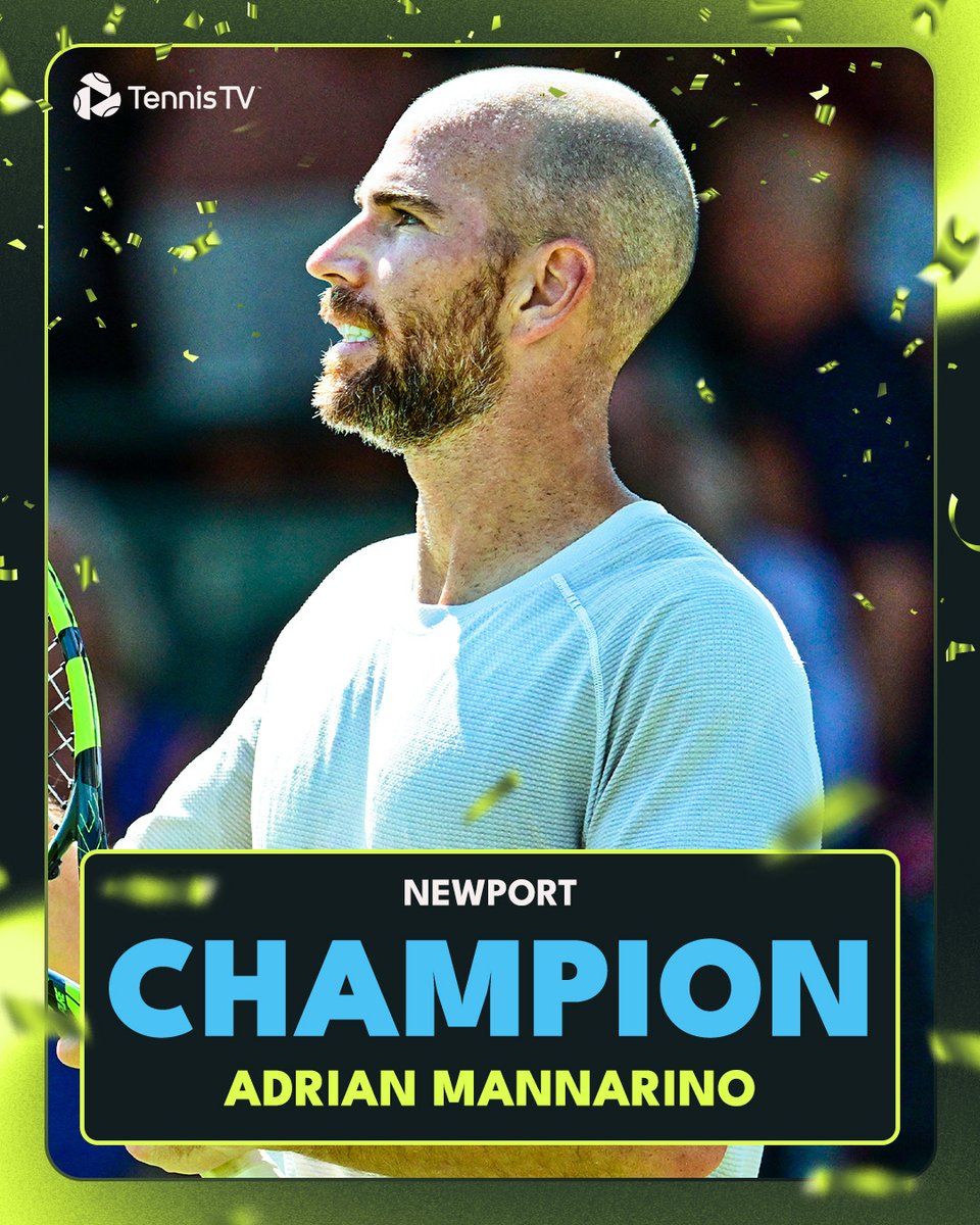 TennisTV's tweet image. NEWPORT’S FINEST 🏆

Mannarino picks up the 3rd title of his career defeating 18 y/o Michelsen 6-2 6-4

#InfosysHallOfFameOpen