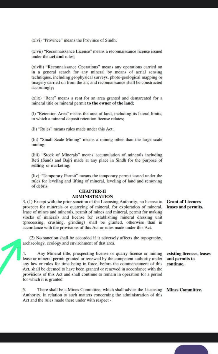OfficialAlmani's tweet photo. ڪارونجهر جي ليز غير قانوني عمل آهي. ڇوته هي درخواستون THE SINDH MINES AND MINERALS GOVERNANCE ACT, 2021 تحت گهرايون پيون وڃن. ان ايڪٽ جي سيڪشن 3 جي سب سيڪشن 2 ۾ واضح لکيل آهي ته

#SaveKaroonjhar
@SaifSamejo https://t.co/jfxQhX7WPr