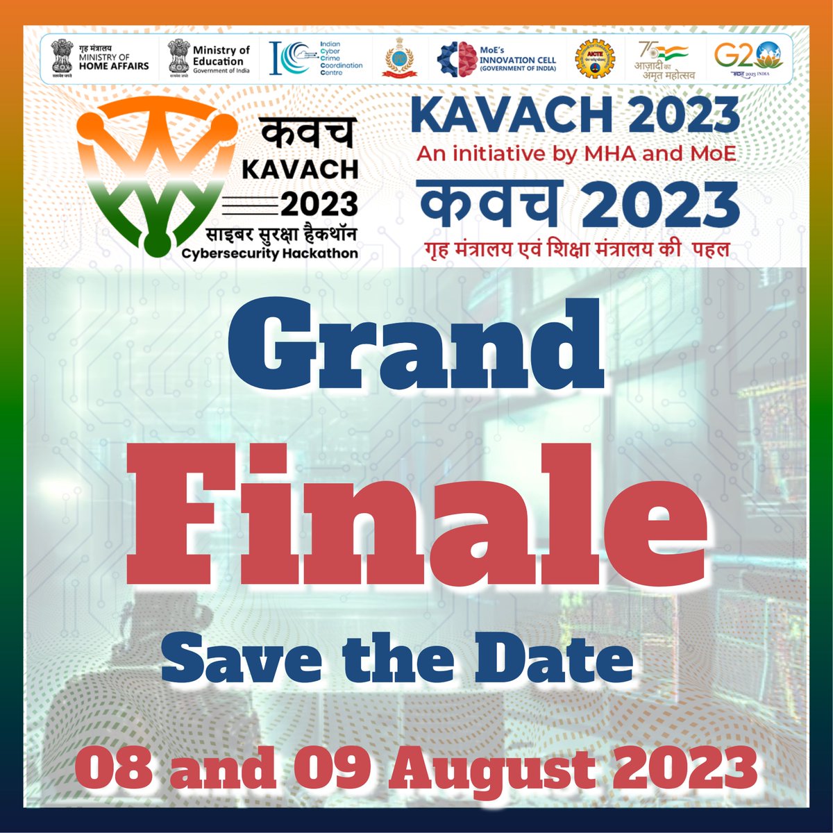 SourabhNirmale's tweet image. The grand finale of #Kavach2023 #CybersecurityHackathon is here! Mark your calendars for 8th-9th August 2023, where the brightest minds in cybersecurity will battle it out!
#MinistryOfEducation, #MinistryOfHomeAffairs, #AICTE, #MIC #BPR&amp;amp;D #I4C