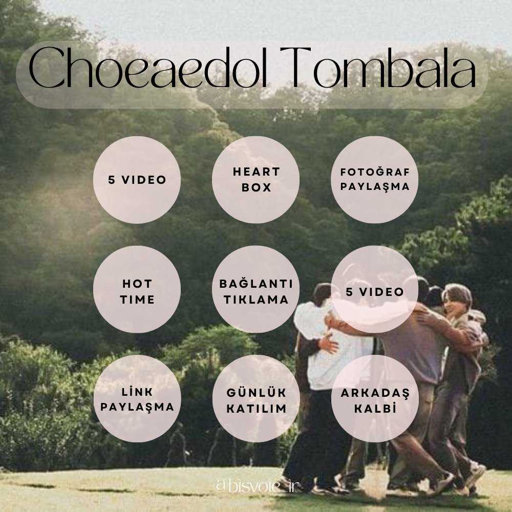 ♥ | CHOEADEOL - Heart Dream Awards

Yeni gün oylaması başladı❗

Oylamanın daha çok yayılması için görseldeki şablonu kullanın ve görevleri yerine getirdikçe paylaşım yapın Army ‼

❓is.gd/2vLnCf