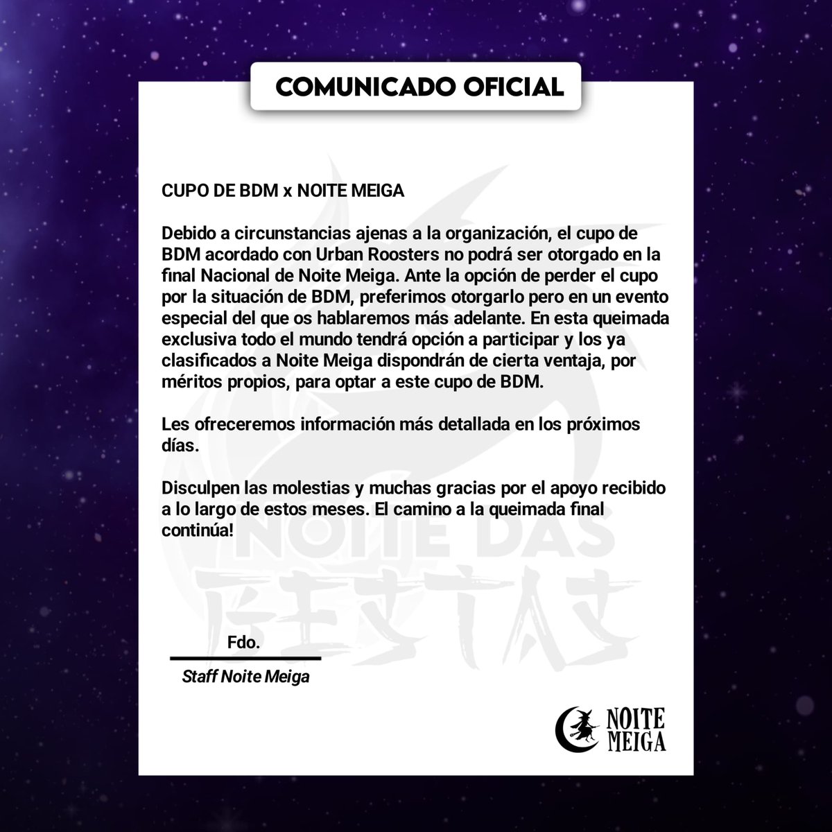 COMUNICADO IMPORTANTE