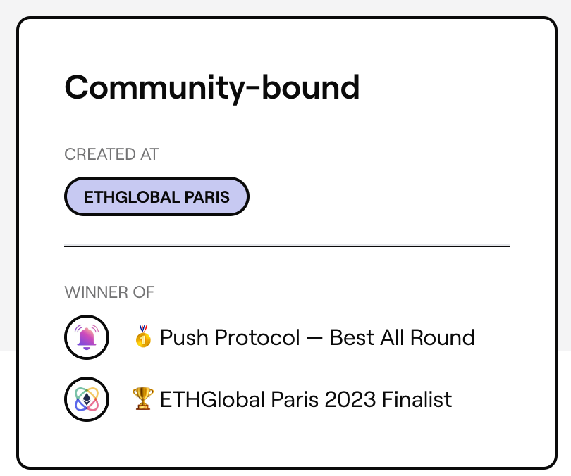 Governance and reputation for onchain communities is broken 💔

This is how we want to fix it (and how, together with <a href="/ChaffieRN/">Chaffie #️⃣🔥🔛🔺</a> and <a href="/TwentyOne_37/">2137.dev</a>, we became finalists at <a href="/ETHGlobal/">ETHGlobal</a> Paris!)

We've been observing web3 communities and DAOs for a bit, so this is what we came up with