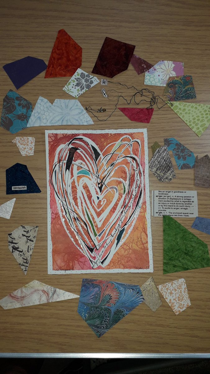 wright950's tweet photo. Collage 'Relinquish', created by Molly Cassidy and purchased at #TAE22 IN York, UK has today been relinquished to reveal beautiful card art within. Thank yo Molly. @strvngrtst #TAE23 @ColourOfLeaves @encephalitis https://t.co/q7eGJe3UwB