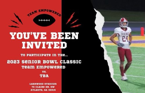 Grateful to be invited to play in the senior bowl as a junior and can’t wait to compete!! @clwood23 @THS0824 https://t.co/CwasUAxNGX