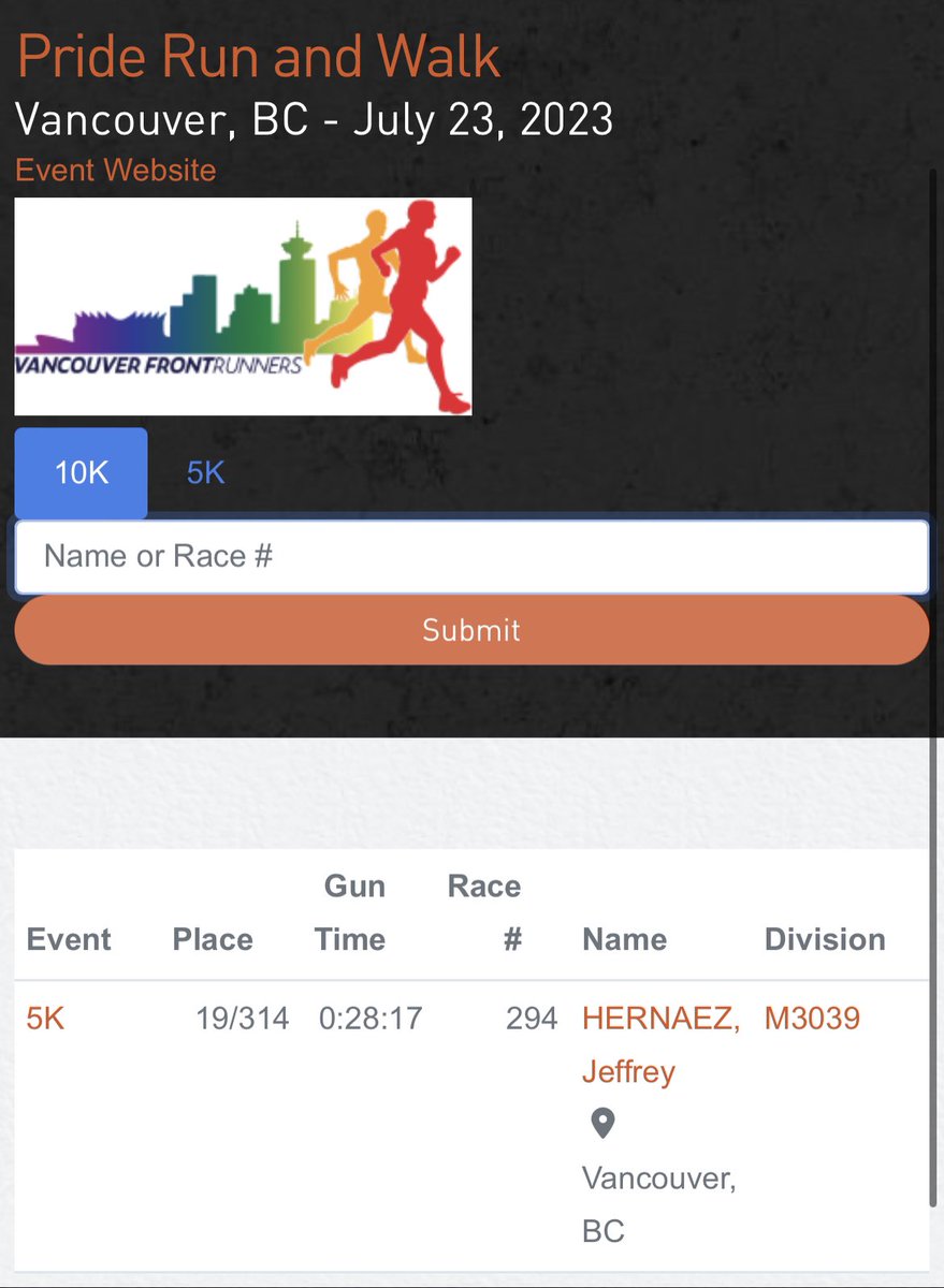 JeffHernaez's tweet photo. I am not a runner and never really will be… but proud to have run a 5K under 30 mins for the first time ever. 

Great Pride Run @VanFrontrunners! 🏳️‍🌈 https://t.co/fp3uziuRIh