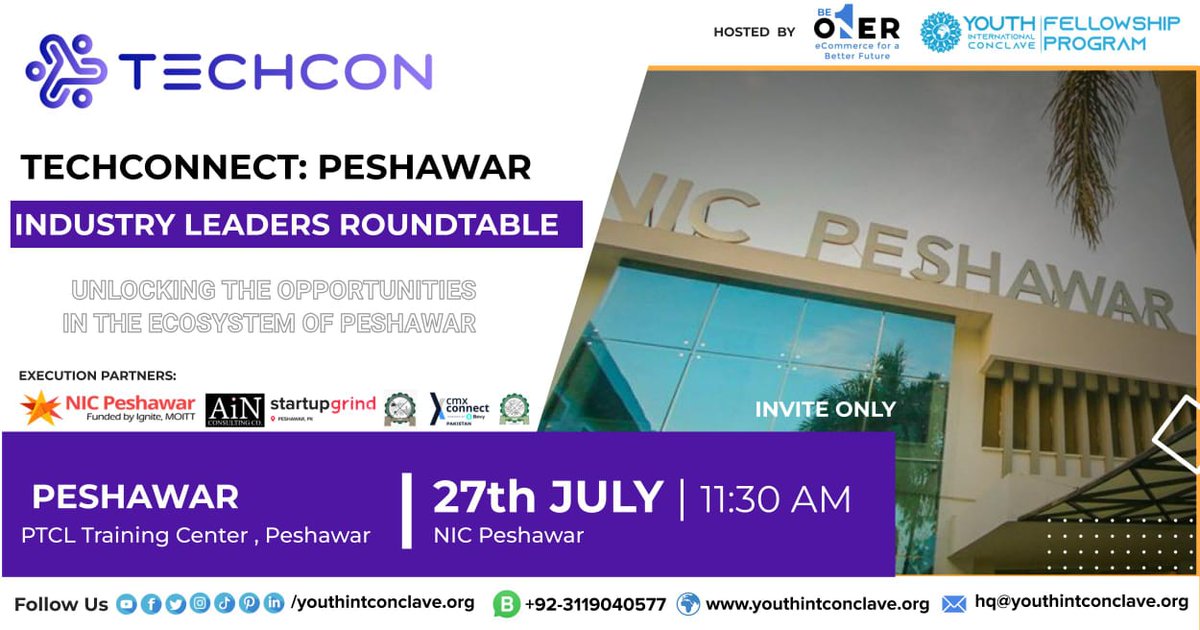 🎊Event:🎊

💫TechConnect: Peashawar💫

🍁Event - presented by <a href="/techcondotpk/">TechCon</a> in the cooperation of <a href="/youthinconclave/">Youth International Conclave YIC</a> &amp; <a href="/BeOner1/">BeOner</a> at <a href="/nic_peshawar/">NIC Peshawar</a>.🍁

🎗️Application link: airtable.com/appbqxkm5AC2wY…🎗️

#Event #Techcon #Peshawar #Techconnectpeshawar <a href="/BeOner/">monique</a> #YIC #nic