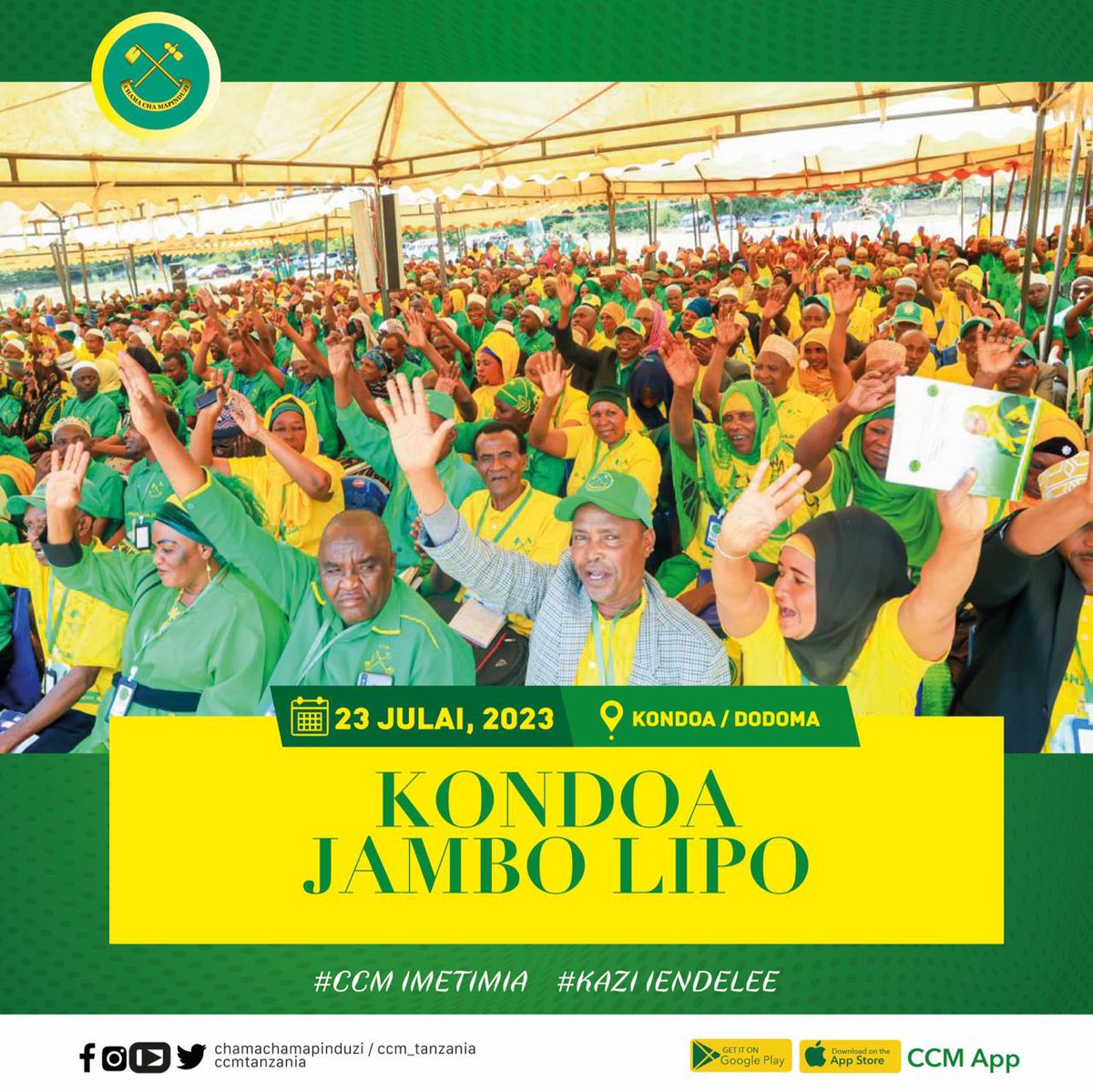 ccm_tanzania's tweet photo. “Hatusemi haya kwa kujivuna bali kwa utekelezaji wa Ilani ya CCM lakini tunaangalia na wenzetu wa nchi jirani wanakwendaje. Nchi yetu imetulia, ina amani, ina umoja, inamshikamano, nchi ina malengo, na ina mipango ambayo inatekelezwa na kila mtu ni shahidi, https://t.co/dr4bInH4RZ