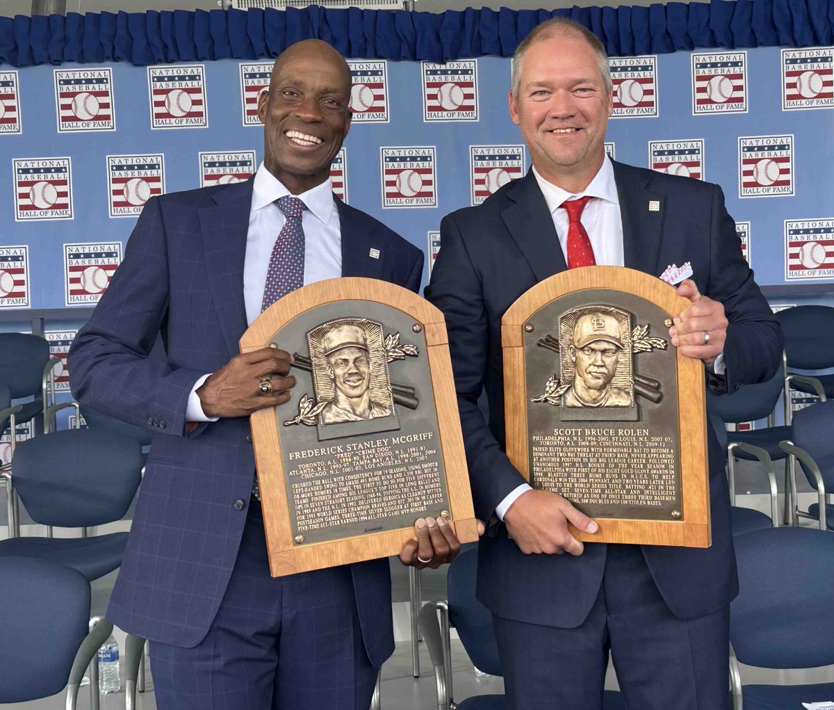 baseballhall's tweet photo. Fred McGriff and Scott Rolen, welcome to the Baseball Hall of Fame! #HOFWKND

(Milo Stewart Jr./National Baseball Hall of Fame and Museum) https://t.co/hi1l2Q4riS