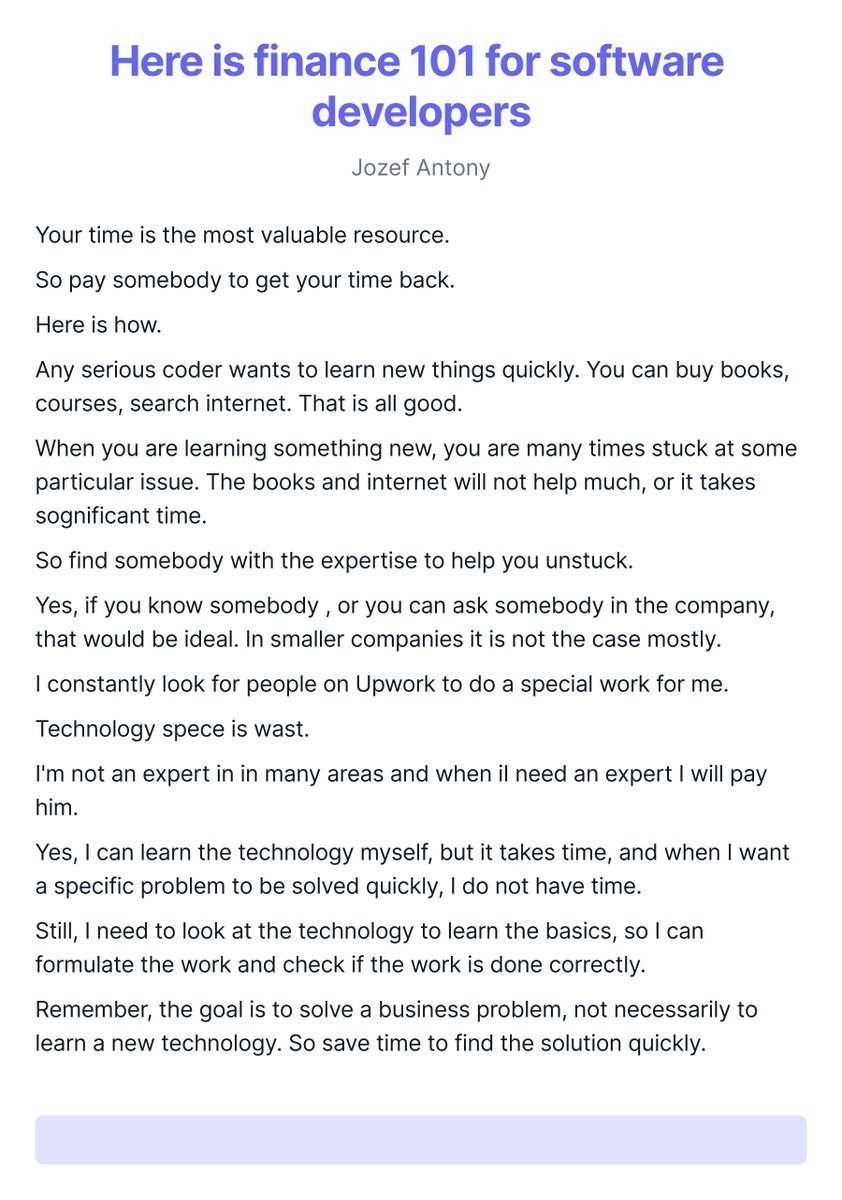 Here is finance 101 for software developers