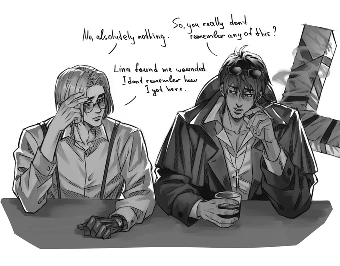 continuation of the au about memory loss #trigun #vashwood #trigunstampede