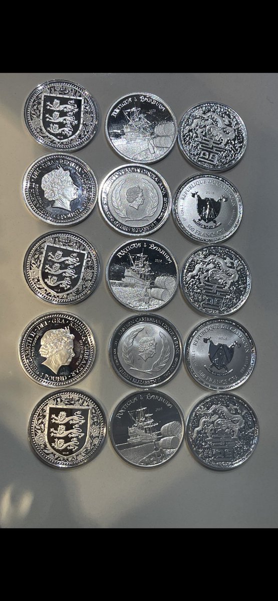 MHarriman55428's tweet image. Here’s some pieces from the #ScottsdaleMint that were included in the private purchase! Some are Sovereign coins that they produce for smaller nations! #SilverSqueeze #EndTheFed #DumpYourDollars