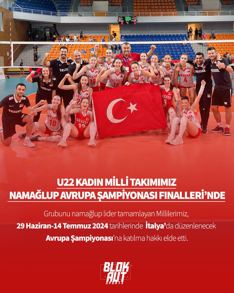 🇹🇷  U22 Kadın Milli Takımımız, Namağlup Avrupa Şampiyonası Finalleri’nde!!!

📌 Grubunu namağlup lider tamamlayan Millilerimiz, 29 Haziran-14 Temmuz 2024 tarihlerinde İtalya’da düzenlenecek Avrupa Şampiyonası’na katılma hakkı elde etti.
