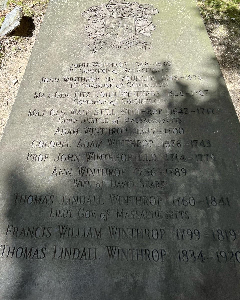 DeadairDennis's tweet photo. Today I visited the graves of William Dawes, Henry Wolds-worth Longfellow, &amp; Paul Revere. Mount Auburn Cemetery and the King’s Chapel, &amp; Granary Burial Grounds with #adognamedsister 

Also pictured, 1st MA Gov. &amp; leader of the Puritans, John Winthrop &amp; his son… also named John. https://t.co/1PvGEsTOPW