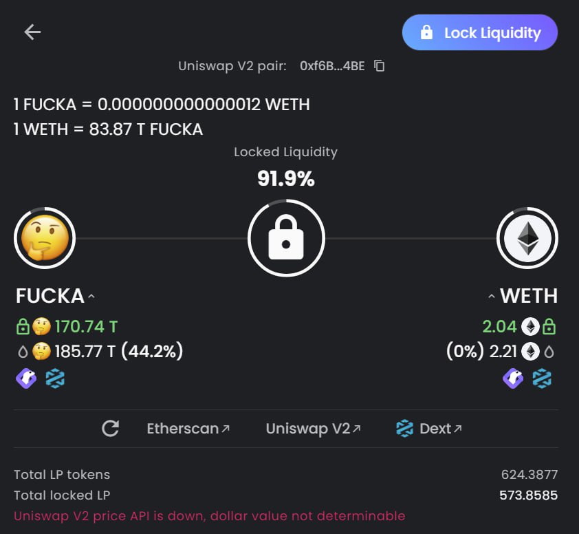 LIQUIDITY IS LOCKED FOR 1 MONTH

app.uncx.network/amm/uni-v2/pai…

TG - t.me/UncleFuckaPort…

#FUCKA #1000xgem #ETH