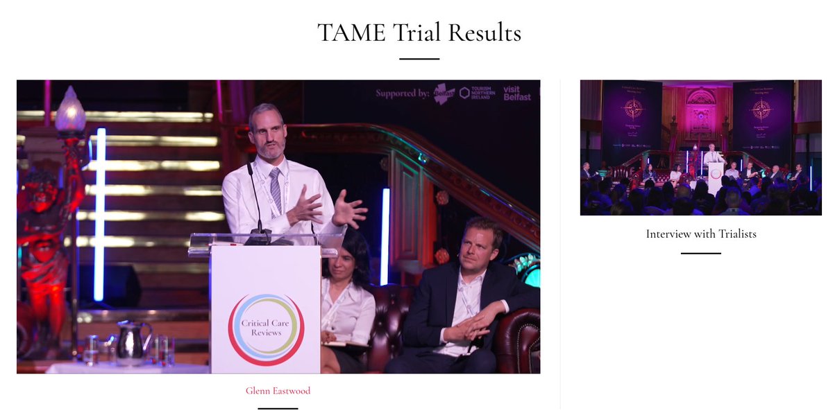 The video of the TAME trial result presentation from CCR23 is now out criticalcarereviews.com/meetings/ccr23 @Eastwoodgm @LarsWAndersen1 @AmbVicMedic @yeung_joyce @ADAlthousePhD @DarrenTaichman @FlaviaSepsis @ICCCTN @anzicsctg @MonashUni @NEJM @VisitBelfast @BelfastTrust