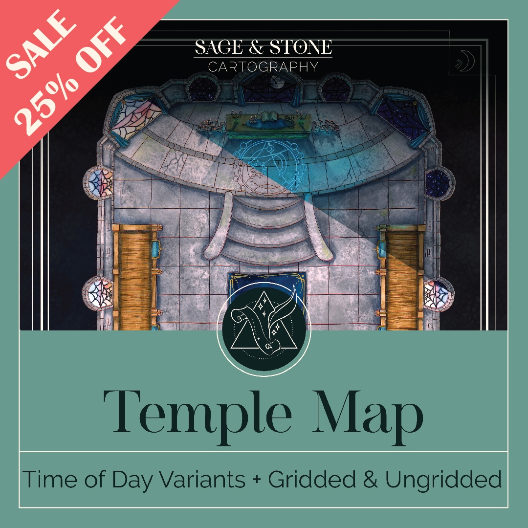 ByIllustrated's tweet photo. 🌙✨ 25% OFF SALE || ROLL20 ✨🌙⁠
⁠
🎄Sage &amp; Stone is celebrating Christmas in July. Head over to Roll20 and you can get 25% off everything like the Temple Map.

🎄Click the top link in my bio to check out the sale!⁠
⁠
#dungeonsanddragons #dnd #dungeonmaster #necromancy https://t.co/BfkbX4WBiZ