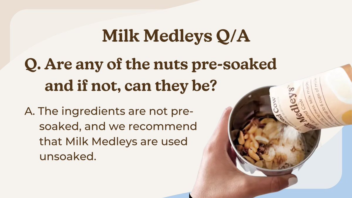 Life is busy. That's why we invented Milk Medleys.

Quick, easy, mess-free and oh-so-delicious!

Click the link ⬇️ to learn more about our perfect milk mixers and get milking!
almondcow.co/products/milk-…