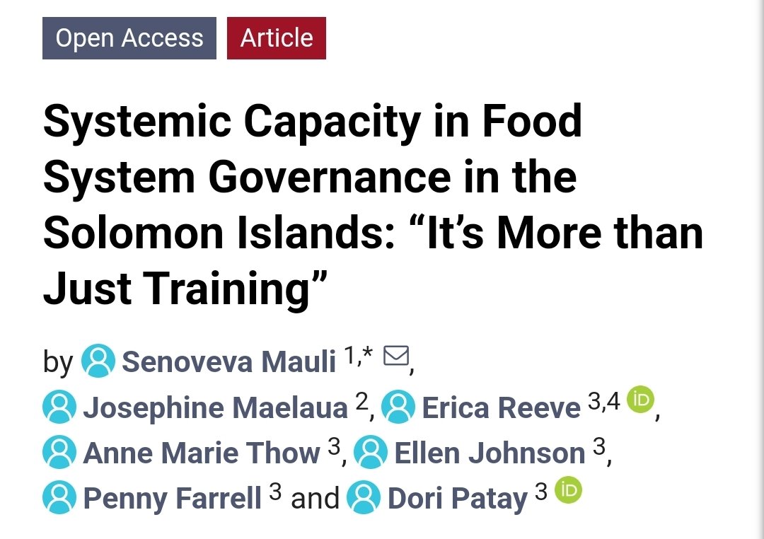 A nuanced, systematic approach to capacity building is vital for strengthening #FoodSystems, not just in #SIDS in the #Pacific. Read our new paper led by Seno Mauli 👇 mdpi.com/2071-1050/15/1…