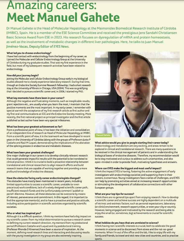 Juan M. Jiménez Vacas (@juanma_jv22) on Twitter photo 🔥 Don't miss the amazing career article in the scorching summer issue of the EYES News! 🌞 Thrilled to share <a href="/ManuelDGahete/">Manuel D. Gahete</a> interview 💫👏
But wait, there's more! 🤩 So much exciting content awaits you in this issue.
🔗bit.ly/3JLCPWQ
<a href="/ESEndocrinology/">European Society of Endocrinology (ESE)</a>
<a href="/EsePresident/">ESE_President</a> 🔥 Don't miss the amazing career article in the scorching summer issue of the EYES News! 🌞 Thrilled to share <a href="/ManuelDGahete/">Manuel D. Gahete</a> interview 💫👏
But wait, there's more! 🤩 So much exciting content awaits you in this issue.
🔗bit.ly/3JLCPWQ
<a href="/ESEndocrinology/">European Society of Endocrinology (ESE)</a>
<a href="/EsePresident/">ESE_President</a>