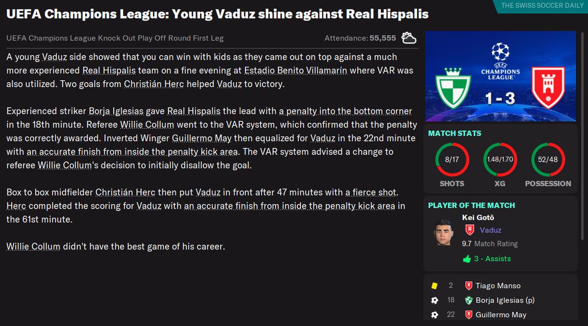 Our journey in Champions League continues in knockout playoff round against Real Betis. 

We secured important 3-1 against them at their home thanks to 3 assists from our Japanese wonderkid, Kei Gotou. 

Then we finish our job at home with 0-0 draw to secure a spot in round of 16 https://t.co/YZeN7oYxaq https://t.co/tcWscaKIGh