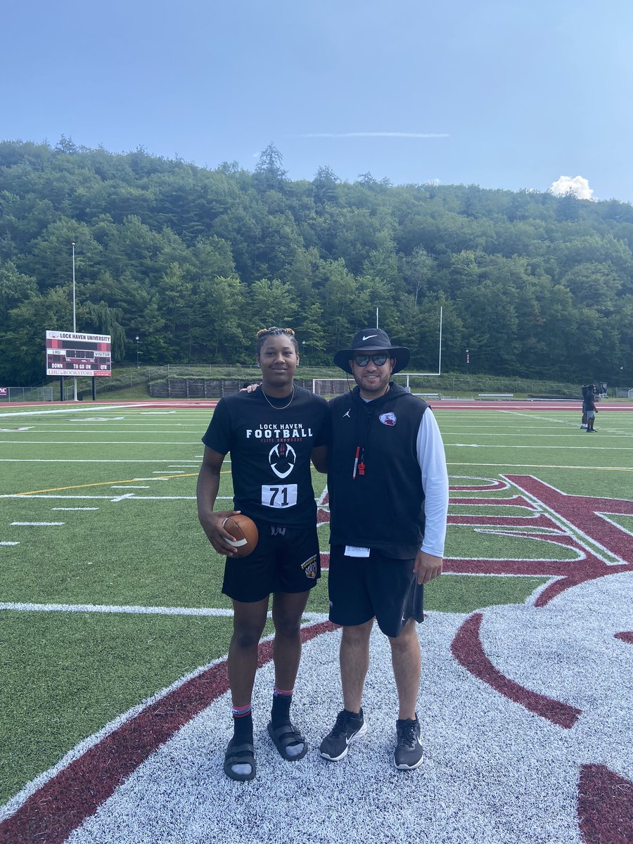 Great day at lock haven camp my first camp thank you to @Coach_Mul for the invitation and the opportunity to show out. Thank you to the qb coach for all the help to. @CoachJBattaglia