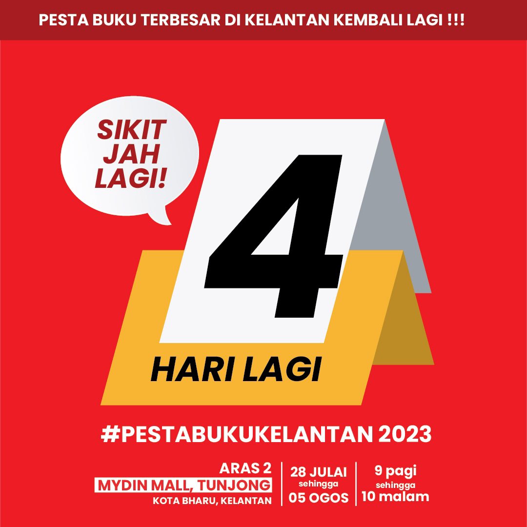 Sikit jah lagi ni nok Pesta Buku Kelantan 🤩