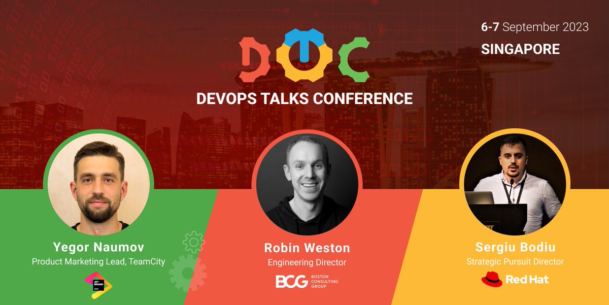 DevOpsTalks's tweet image. Announcing Yegor Naumov - Product Marketing Team Leader @teamcity, Robin Weston - Engineering Director at @bcgx_ & @sergiu_bodiu - Strategic Pursuit Director at @RedHat as part of our star-studded lineup for DOTC SG 23!
🎟️ Secure your tickets here: devops.talksplus.com/singapore/devo…