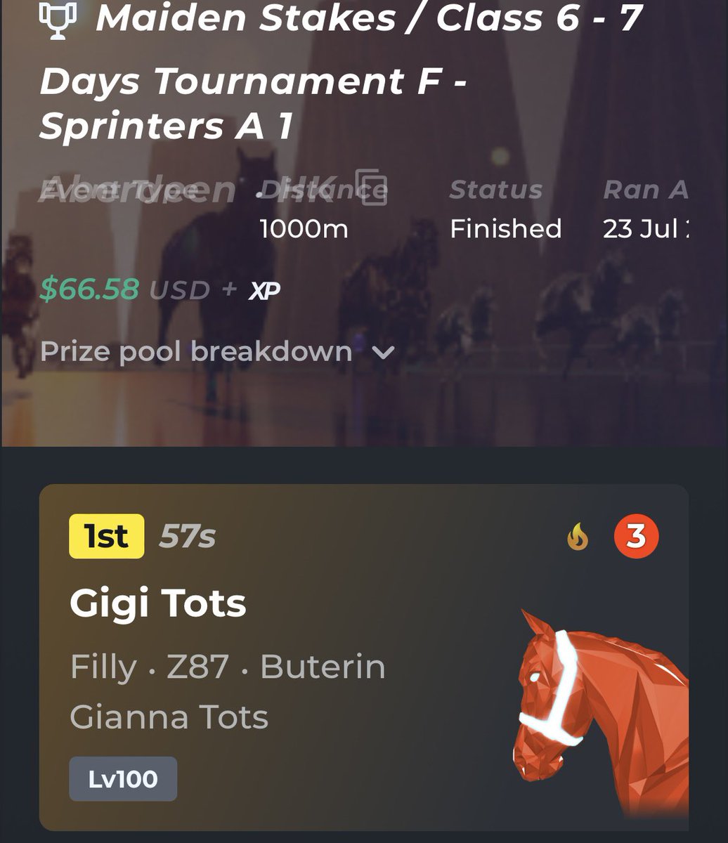 I won my first ever Maiden Final. Probably a fluke, probably cause no one is left playing 😂 Shoutout @jasonch33451874 for the foal 👊👊👊