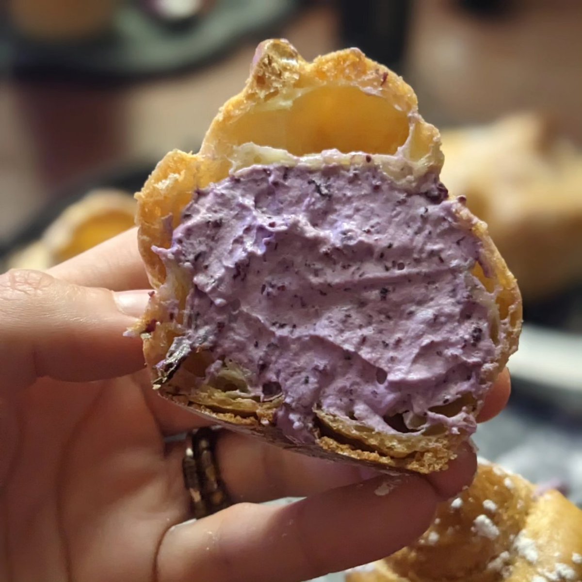 Blueberry & thyme cream puffs 💙 #bake #creampuff #pâteàchoux #chouxpastry